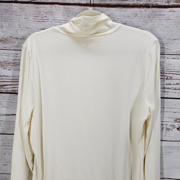 Garnet Hill Ivory Knit Turtle Neck Organic Pima Cotton Blend Sweater XL - Picture 10 of 11